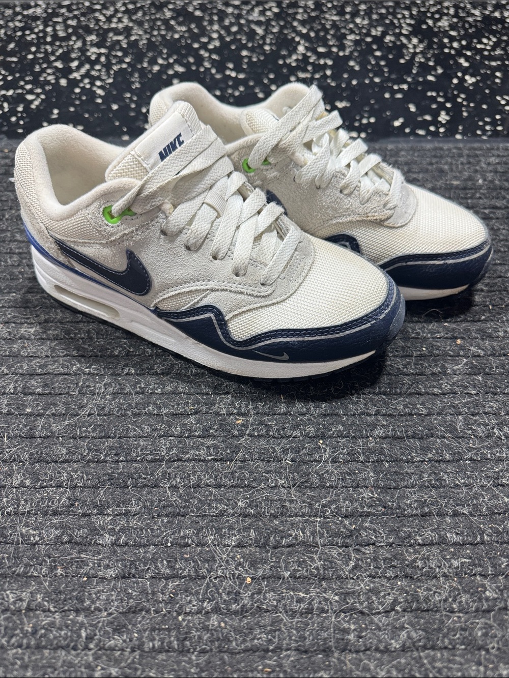 Nike White, Navy & Lime Low-Top Sneakers